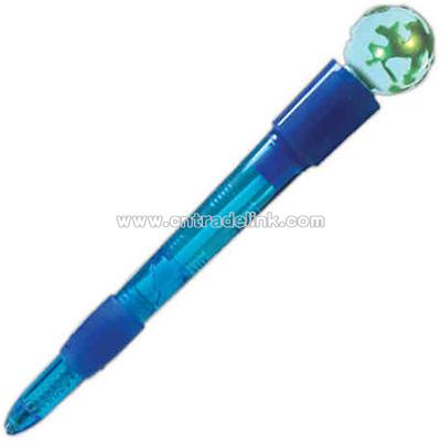 Globe top - Light-up ballpoint pen with miniature design top