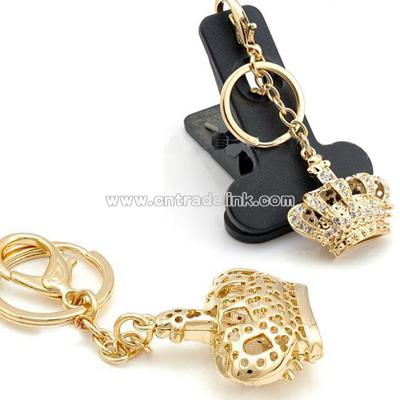 Gold Diamond Crown Keychain