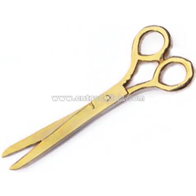 Gold scissors lapel pin