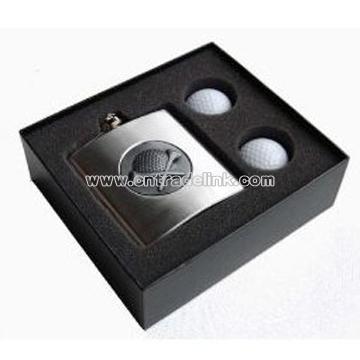 Golf hip flask gift set