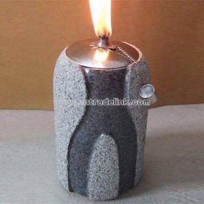 Granite Oil Lamp with Stainless Steel Cover and Cotton Wick