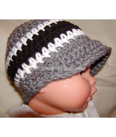 Gray boy beanie with black and white stripes