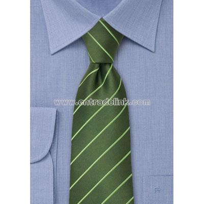 Green mens striped necktie