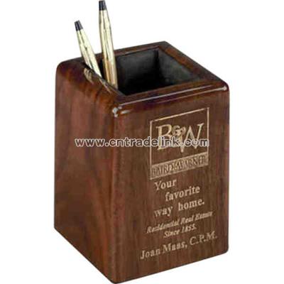 HG high gloss walnut finish pen holder