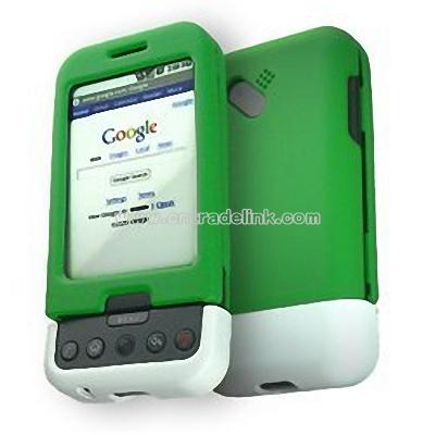 HTC T-Mobile G1 Google Cell Phone 2 Tone Green and White Rubberize Textured Snap-On Case Cover