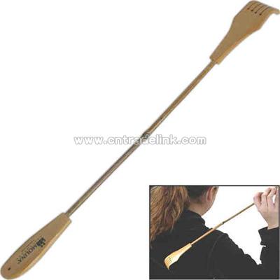 Hand held bamboo back scratcher