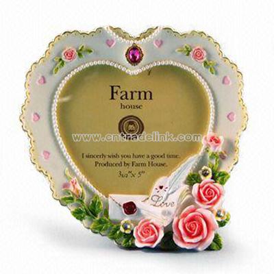 Hand-painted Polyresin Rose Shape Photo Frame
