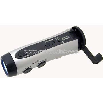 Hand power 5 LED flashlight AM/FM radio