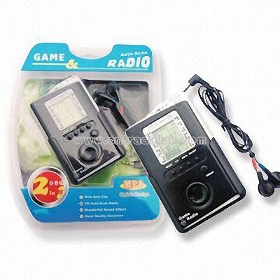 Handheld Electronic Brick Game Player with FM Auto Scan Radio and Earphone