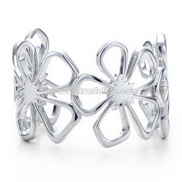 Handsome Women's 925 Sterling Silver Wide Bangle Bracelet