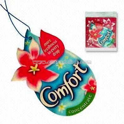 Hanging card freshener for car with long lasting scent