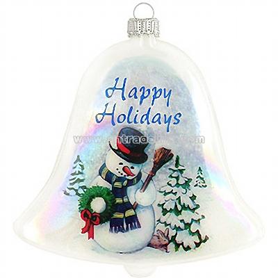 Happy Holidays Snowman Bell Ornament