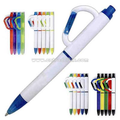 Happy Hooker - Solid color ballpoint pen with black trim and carabiner clip