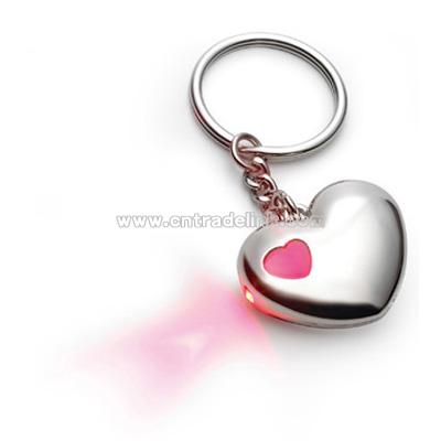 Heart Shaped Key Chain with Red LED Light