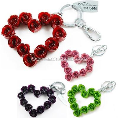 Heart Shaped Rose Keychain for Wedding and Lover