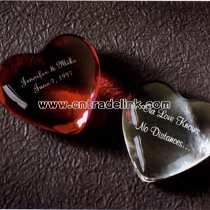 Heart shaped crystal paperweights