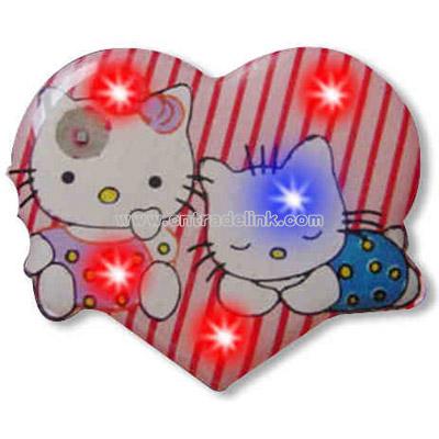 Heart with 2 cats - Flashing pin with love theme