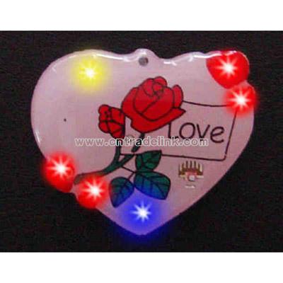 Heart with a rose - Flashing pin with love theme