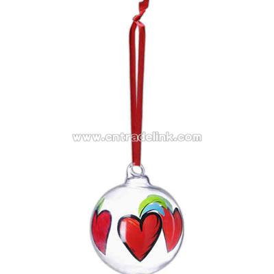 Hearts - Handpainted ball ornament