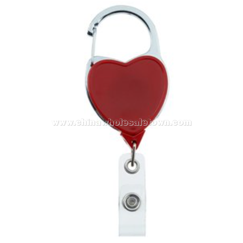 Heavy Duty Clip On Retractable Badge Holder - Heart - Label