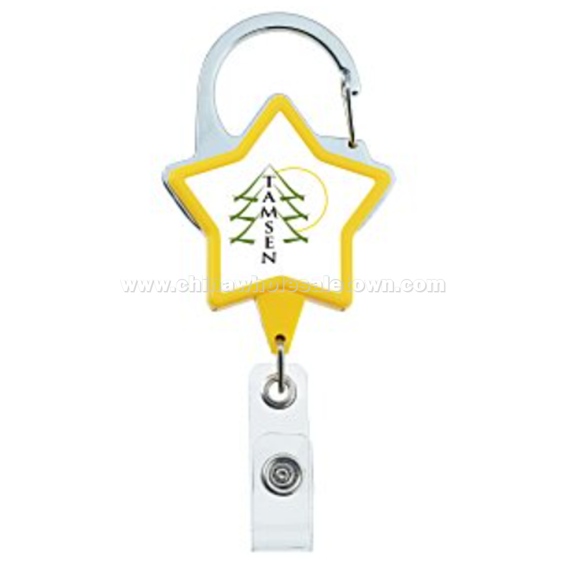 Heavy Duty Clip On Retractable Badge Holder - Star - Label