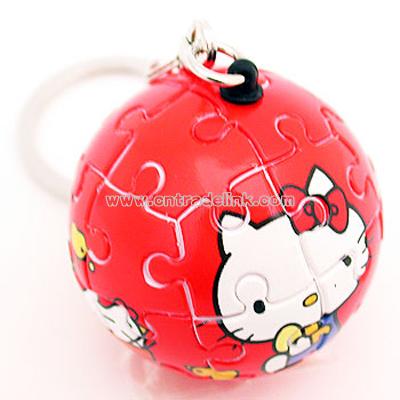 Hello Kitty 3D Puzzle Key Chain (Red)