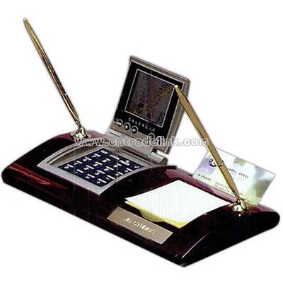 High gloss rosewood finish desk organizer