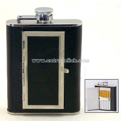 Hip flask with cigarette case