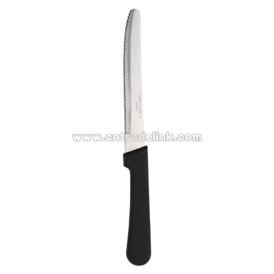 Hollow ground round end plastic handle steak knife