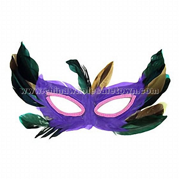 Hot Purple Alluring Christmas Feather Mask