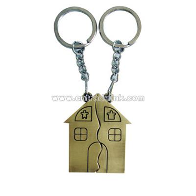 House Shape Metal Keychain