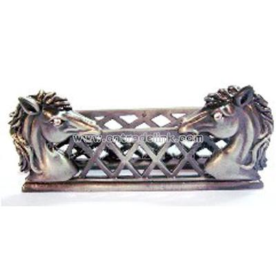 House shaped metal name card holder