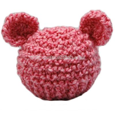 Infant Pink Bear Hat To Match Cocoon