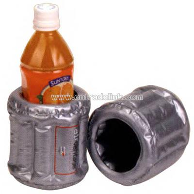 Inflatable can and bottle holder with sections around container