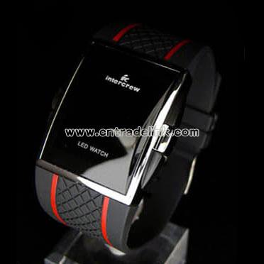 Intercrew LED Watch Black Belt with Red Strip
