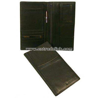 Japanese drum dyed leather travel wallet