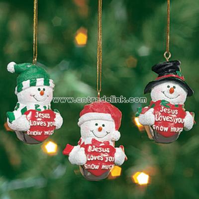 “Jesus Loves You Snow Much” Jingle Bell Ornaments