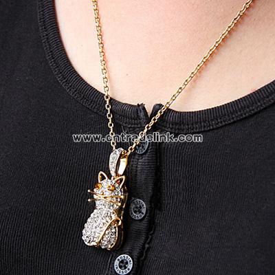 Jewel Kitty Necklace USB Flash Drive