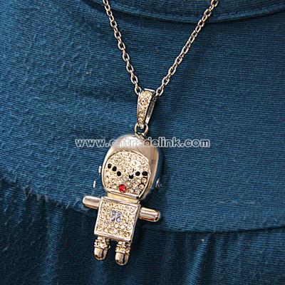Jewel Spaceman Necklace USB Flash Drive