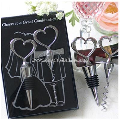Joining of Two Hearts Wine Wedding Favors Set