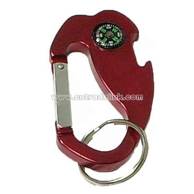 Jumbo size 4 in 1 carabineer with compass