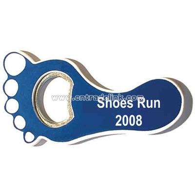 Jumbo size foot shape magnetic bottle opener