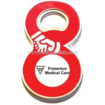 Jumbo size hand shaking 8 shape magnetic bottle opener
