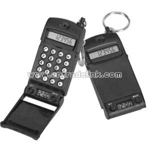 Key calculator with clock