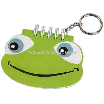 Key chain with frog shaped notepad.