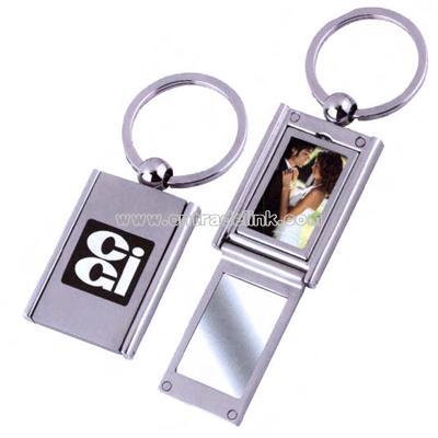 Key chain with rectangle shape photo frame and mirror