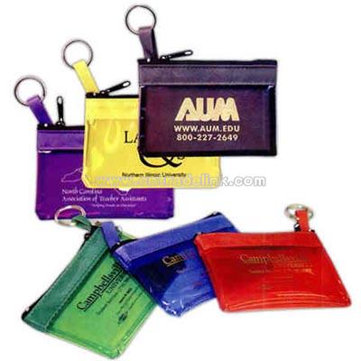 Key ring zippered translucent pouch neatly stores coins