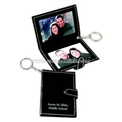 Key tag with slip in leatherette and cover strap