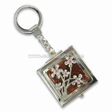 Keychain with Flower Design Mirror