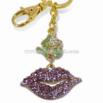 Keychain with Rhinestone Material